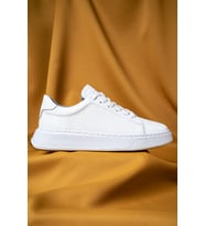 Beyaz Casual Bağcıklı Deri Sneakers