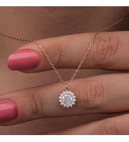 925 Ayar Gümüş Rose Minimal Yuvarlak Anturaj Kadın Kolye