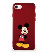 Apple iPhone 7 Soft Premier Kapak Mickey Mouse-B Tasarımlı Silikon Kılıf - Mürdüm (Şeffaf)