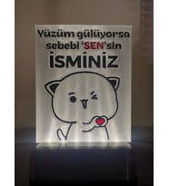 Kişiye Özel İsimli Hediyelik Kablolu Led Lamba - M15 - Yüzüm gülüyorsa sebebi sensin (Beyaz)