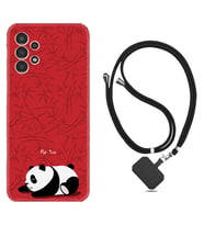 Samsung Galaxy M14 Kılıf Resimli Boyun Askılı İpli Desenli Silikon Series Sleeping Panda 1810