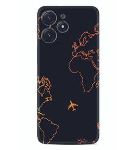 Xiaomi Poco M6 Pro 5G Kılıf Silikon Desen Özel Seri Harita ve Uçak 1777