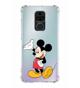 Xiaomi Redmi Note 9 Köşe Korumalı Antişok Kapak Mickey Mouse Tasarımlı Şeffaf  Kılıf