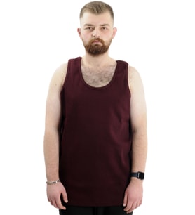 Mode XL Büyük Beden Erkek Kolsuz Atlet 6341 Mürdüm