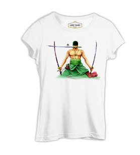 One Piece - Roronoa Zoro Sword Beyaz Kadın Tshirt