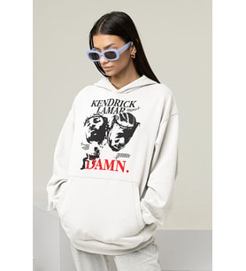 Kendrick Lamar Damn Baskılı Unisex Oversize Rapper Hoodie