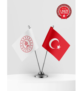 Kültür ve Turizm Bakanlığı İkili Masa Bayrağı Set - Saten Kumaş 1. Kalite