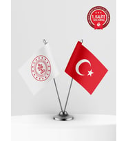 Kültür ve Turizm Bakanlığı İkili Masa Bayrağı Set - Saten Kumaş 1. Kalite