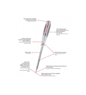 Düz Uçlu Kontrol Kalemi, 190 Mm, Elektrik Akımı Testi, Güvenli ve Hassas