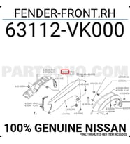 Nissan Pıckup D22 Ön Çamurluk Sinyal Delikli Sağ 2002-2004 (Oem No:  63112Vk000)