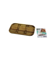 AKASYA DİKDÖRTGEN 3 BÖLMELİ=2+1 AHŞAP SERVİS SUNUM TEPSİ - TAHTASI 25 X 14 X 1.4CM (5680)