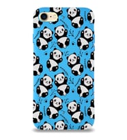 Apple iPhone 7 Uyumlu Lansman Kılıf Panda Tasarımlı İçi Kadife Kapak-mavi (Şeffaf)