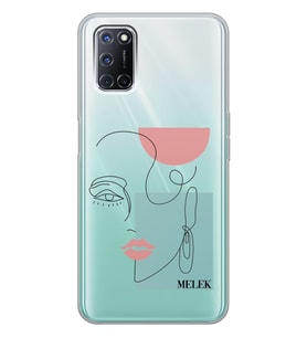 Oppo Çizgi Küpeli Kadın Tasarımlı Şeffaf Telefon Kılıfı