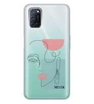 Oppo Çizgi Küpeli Kadın Tasarımlı Şeffaf Telefon Kılıfı
