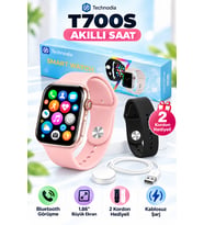 T700S 1.86 inc IPS Ekranlı Bluetooth Görüşmeli Türkçe Akıllı Saat – Çift Kordon Kablosuz Manyetik Şarjlı - 45cm - Siyah