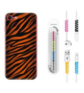 Apple iPhone 5 6 7 8 Plus Se XR Kılıf Kablo Koruma Spiral Silikon Leopar Yeni 1676