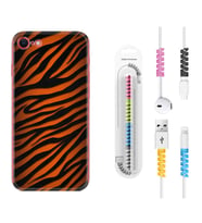 Apple iPhone 5 6 7 8 Plus Se XR Kılıf Kablo Koruma Spiral Silikon Leopar Yeni 1676