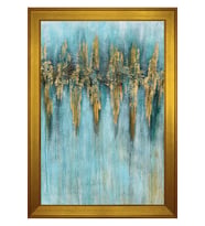 Soyut Şekiller Motifli Kanvas Tablo 50 x 70 cm Gold Çerçeve