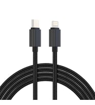 Woyax by Deji PD Type-C to Lightning 3A Şarj ve Data Kablosu Örgülü Siyah 1.2M – Siyah