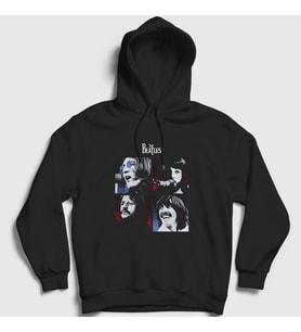 Presmono Unisex Beyaz Band The Beatles Kapüşonlu Sweatshirt 114350tt (Siyah)