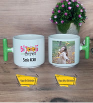 Biyoloji Öğretmeni Kupa Bardak Fotoğraflı T Yeşil Kulplu Öğretmenler Günü Hediyesi Biyoloji Öğretmenine Hediye