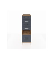 Kronos Dolap Tek Raflı 5 Çekmeceli 44x59x134 Çam-Antrasit