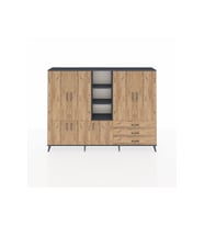 Arges Dolap 11 Raflı 3 Çekmeceli 7 Kapaklı 220x30x163 Antrasit-Çam