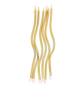 Spiral Kıvrık Gold Parlak Altın Mumlar Pasta Mumu 6lı