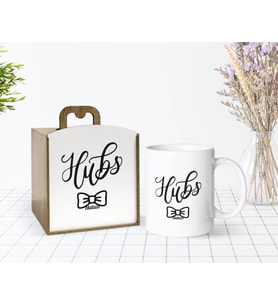 BK Gift Kişiye Özel Ahşap Kutuda Koca Tasarımlı Beyaz Kupa Bardak-1