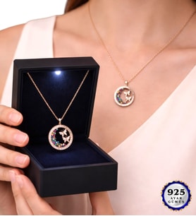 Işıklı Kutusunda Premium Tasarım 925 Ayar Gümüş Kolye Farklı Model Seçenekleri (Model 2)