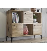 Wood'n Love Orbit 3 Kapaklı Metal Ayaklı Çok Amaçlı Dolap Konsol - Atlantik Çam / Siyah