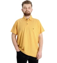 Mode XL Büyük Beden Erkek T-shirt Polo Cepli Golf WAFFLE 23320 Hardal