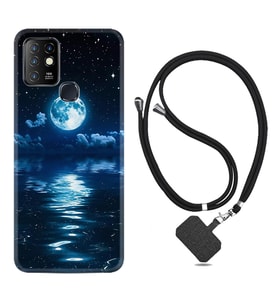 INFINIX Hot 8 9 10 11S Hot 10 Play 10T Kılıf Boyun Askılı Silikon Night Moon 1133