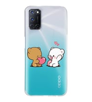 Oppo A52/A72/A92 Uyumlu Kalpli Ayıcıklar Tasarımlı Şeffaf Telefon Kılıfı