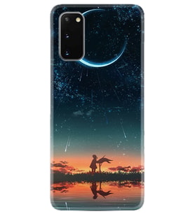 Samsung A02S A03S A10 A12 A13 A21S A22 Kılıf Desenli Silikon Ay ve Kız 1720