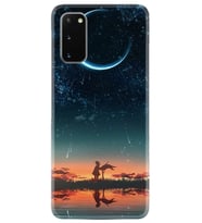 Samsung A02S A03S A10 A12 A13 A21S A22 Kılıf Desenli Silikon Ay ve Kız 1720