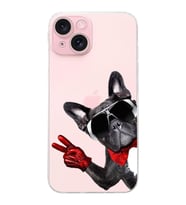 PrintiFy iPhone 15 Plus ile Uyumlu Köpek 2 Kamera Korumalı Şeffaf Kılıf