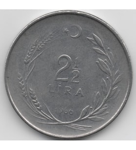 2,5 lira 1966 madeni para