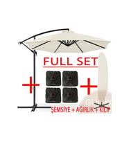 3 Mt 8 Kaburga Full Demir 21 Kg Bahçe Şemsiyesi Full Set Havuz Şemsiyesi Büyük Şemsiye (Ekru)