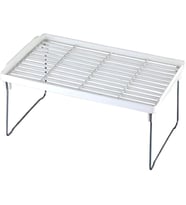 Dolap İçi Raf Düzenleyici, Metal Ayaklı, Plastik Mutfak Rafı, Tezgah Üstü Yer Kazandıran Organizer, 14x30cm