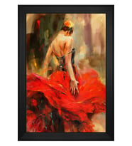 Kadın Motifli Kanvas Tablo 50 x 70 cm Siyah Çerçeve