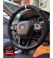 Honda Civic FE Dikme Direksiyon Kılıfı Alcantara Süet Mat Karbon Beyaz Yüzük ve Dikiş 2021-2026