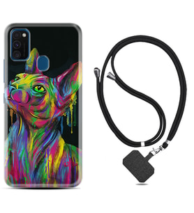 Samsung M21 M22 M23 M30 M31S M32 Kılıf Boyun Askılı Silikon Color Cat 1754