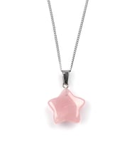 Pembe Kuvars Doğal Taş Yıldız Model Kolye