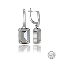 Swarovski Crystal Taşlı Gümüş Beyaz Baget Sallantılı Kadın Küpe