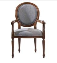 Sandalye 19773 Zus 2150 Model kolçak oyma Madalyon Model Gri Kumaş Ceviz El yapı