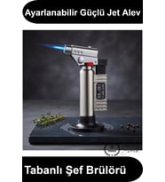 Lüks Metal Pürmüz Ayaklı Kendinden Tüplü Ayarlanabilir Jet Alevli Mutfak Kamp Hobi Çakmağı Tatlı Kar