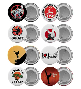 Karate Sporu Çanta Rozeti Seti 8 Adet En Büyük Boy 5.8cm İğneli Broş
