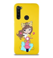 Xiaomi Redmi Note 8 Soft Premier Kapak Vespagirl Tasarımlı Silikon Kılıf - Sarı (Şeffaf)