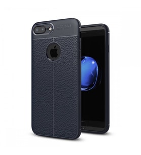 Apple iPhone 7 Plus Deri Görünümlü Silikon Lacivert